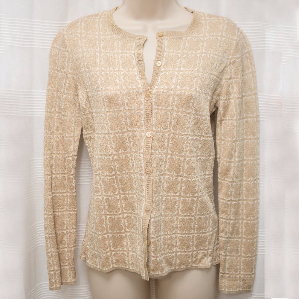 NWOT Gold & Ivory Metallic Shimmer Cardigan Sweater